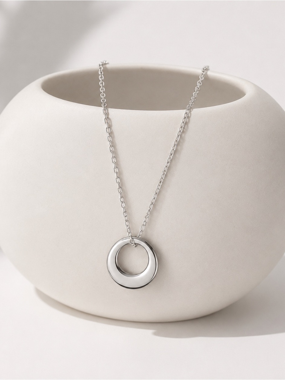 Silver Open Circle Pendant Necklace | Stainless Steel